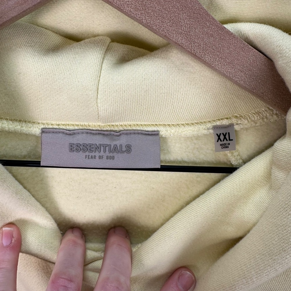 Fear of‎ God Essentials Hoodie Butter Yellow Embossed Logo Streetwear Sweatshirt - Picture 6 of 11